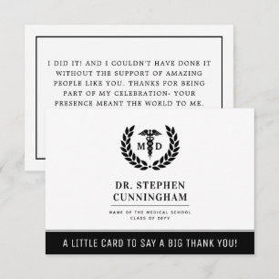 Custom Modern MD Doctor of Medicine Afstuderen Bedankkaart