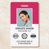 Custom Modern Medewerker Fotobedrijf Logo Pink Badge