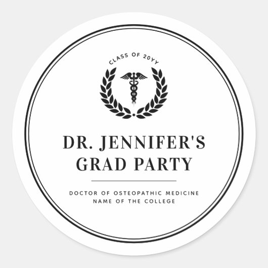 Custom Modern Medical School Afstuderen Ronde Sticker (Voorkant)