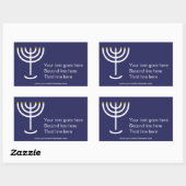 Custom Modern Menorah Wit Navy Gold Graphic Rechthoekige Sticker (Vel)