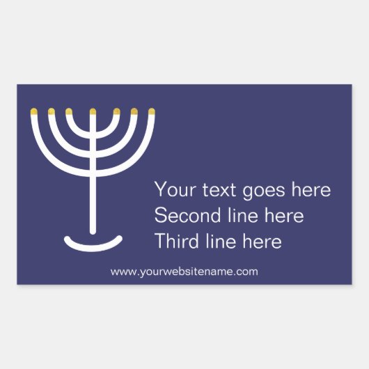Custom Modern Menorah Wit Navy Gold Graphic Rechthoekige Sticker (Voorkant)