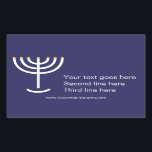 Custom Modern Menorah Wit Navy Gold Graphic Rechthoekige Sticker<br><div class="desc">De Menorah White Navy Gold Graphic Sticker. Marine,  Wit,  Goud. Overdraagbaar en aanpasbaar.</div>