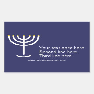 Custom Modern Menorah Wit Navy Gold Graphic Rechthoekige Sticker