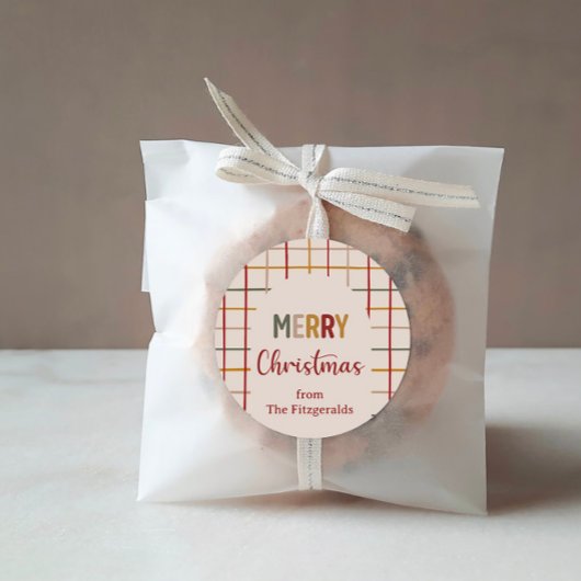 Custom Modern Merry Christmas Trendy Ronde Sticker