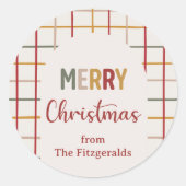 Custom Modern Merry Christmas Trendy Ronde Sticker (Voorkant)
