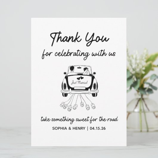 Custom Modern Minimal Bedankt Wedding Favoriet Sig (Staand voorkant)