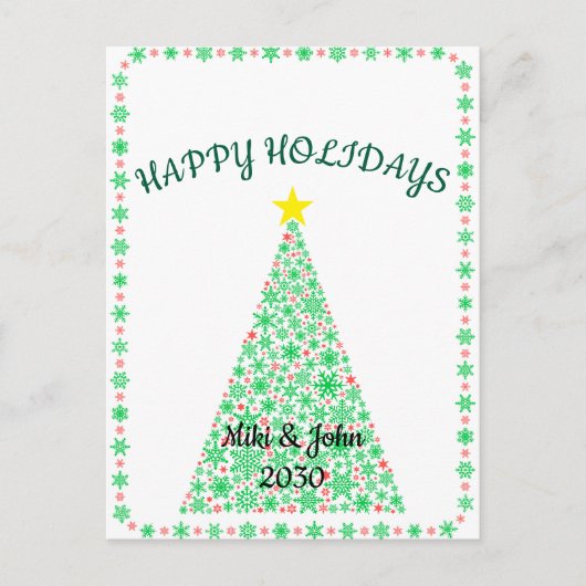 Custom Modern Minimal Christmas Holiday Postcard  Feestdagenkaart (Voorkant)