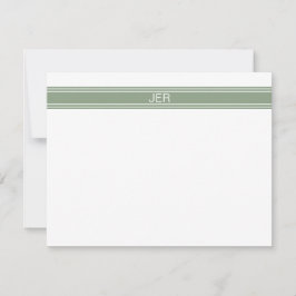 Custom Modern Minimalist Sage Green Monogram Notitiekaartje