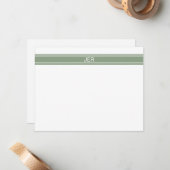 Custom Modern Minimalist Sage Green Monogram Notitiekaartje (Voorkant / Achterkant in situ)