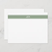 Custom Modern Minimalist Sage Green Monogram Notitiekaartje (Voorkant / Achterkant)