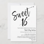 Custom Modern Minimalist Sweet 16th Birthday Party Kaart (Voorkant)