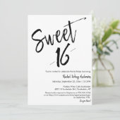 Custom Modern Minimalist Sweet 16th Birthday Party Kaart (Staand voorkant)