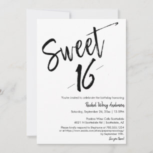 Custom Modern Minimalist Sweet 16th Birthday Party Kaart