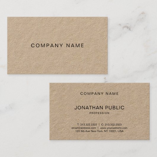 Custom Modern Minimalistisch Bedrijf Plain Luxury Visitekaartje (Voorkant / Achterkant)