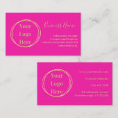 Custom Modern Minimalistisch Hot Pink Gold Visitekaartje (Voorkant / Achterkant)