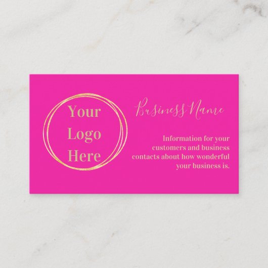Custom Modern Minimalistisch Hot Pink Gold Visitekaartje (Voorkant)