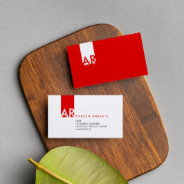 Custom Modern Monogram Wit Rood Schoon Minimalist Visitekaartje