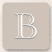 Custom Modern Monogrammed Initiaal Beige White Bier Onderzetter (Voorkant)