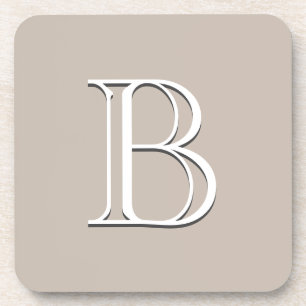 Custom Modern Monogrammed Initiaal Beige White Bier Onderzetter