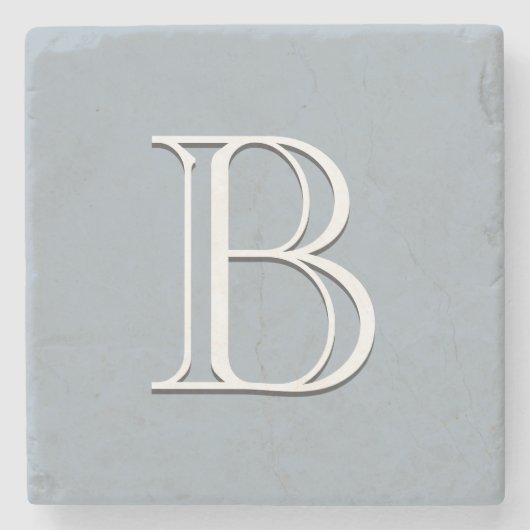 Custom Modern Monogrammed Letter Initiaal Chic Blu Stenen Onderzetter (Voorkant)