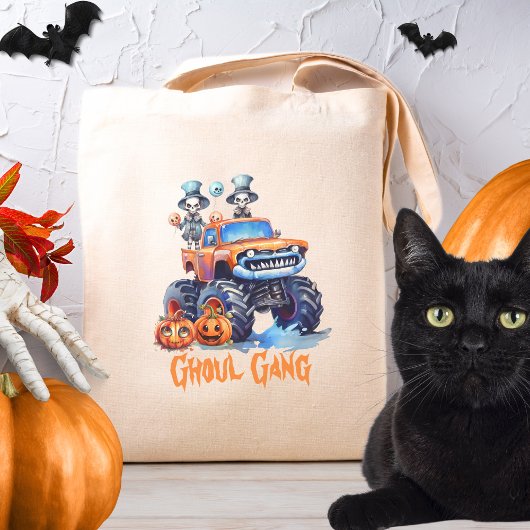 Custom Modern Monster Truck Ghoul Gang Halloween Tote Bag