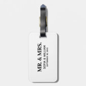 Custom Modern Mr. and Mrs Wedding Bagagelabel (Achterkant verticaal)