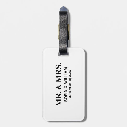 Custom Modern Mr. and Mrs Wedding Bagagelabel (Achterkant verticaal)