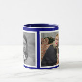 Custom Modern Navy blauw 2 fotocollage Mok (Midden)