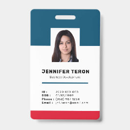 Custom Modern Navy Employee ID Kaart met streepjes Badge