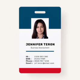 Custom Modern Navy Employee ID Kaart met streepjes Badge