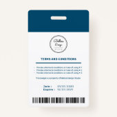 Custom Modern Navy Employee ID Kaart met streepjes Badge (Achterkant)