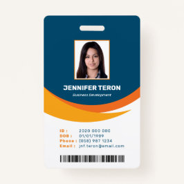 Custom Modern Navy Employee ID Kaart met streepjes Badge