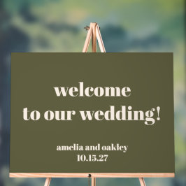 Custom Modern Olive Green Wedding Welkom Acryl Bord