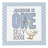 Custom Modern One Silly Goose 1st Birthday Photo Kubus (Voorkant)
