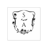 Custom Modern Paar Monogram Bloemkam Rubberstempel (Afrduk)