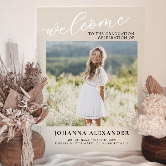 Custom Modern Photo Afstuderen Welkom Acryl Bord