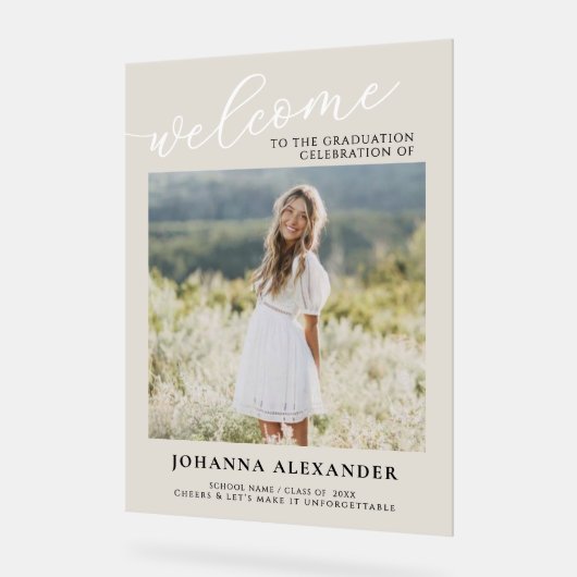 Custom Modern Photo Afstuderen Welkom Acryl Bord (Hoek)