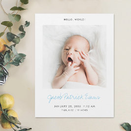 Custom Modern Photo Birth Announcement Magnet Magnetische Uitnodiging