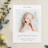 Custom Modern Photo Birth Announcement Magnet Magnetische Uitnodiging