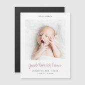 Custom Modern Photo Birth Announcement Magnet Magnetische Uitnodiging (Voorkant / Achterkant)