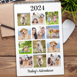 Custom Modern Photo Family Dog Pet Creëer Uw Eigen Kalender