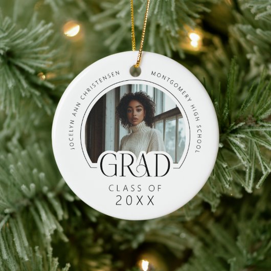 Custom Modern Photo Keepsake Graduation Keramisch Ornament (Boom)