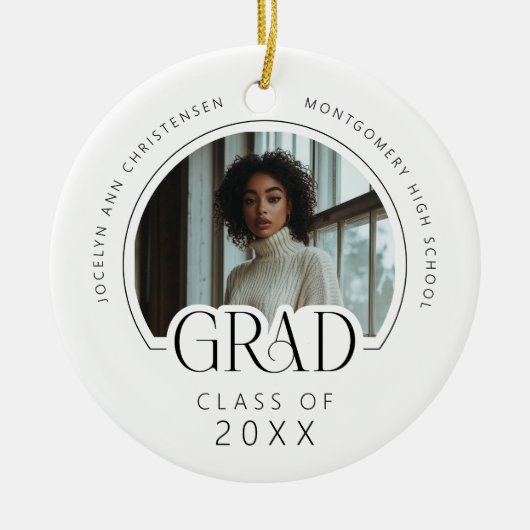 Custom Modern Photo Keepsake Graduation Keramisch Ornament (Voorkant)