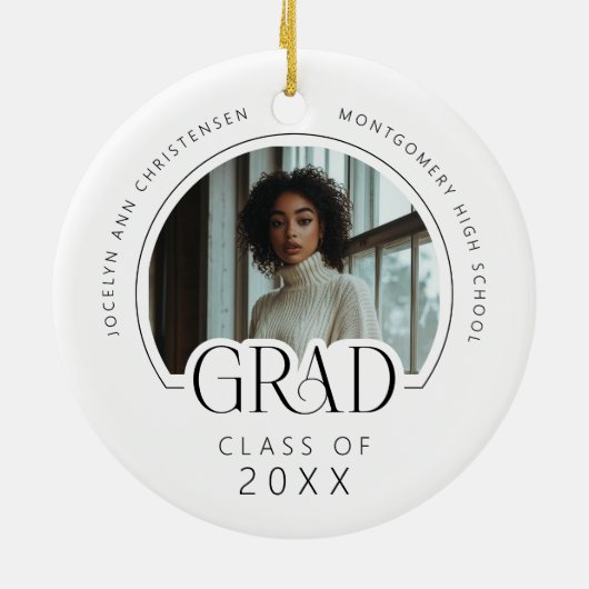 Custom Modern Photo Keepsake Graduation Keramisch Ornament (Achterkant)