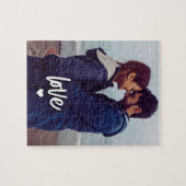 Custom Modern Photo Love Script Couple Legpuzzel (Horizontaal)