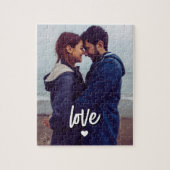 Custom Modern Photo Love Script Couple Legpuzzel (Verticaal)