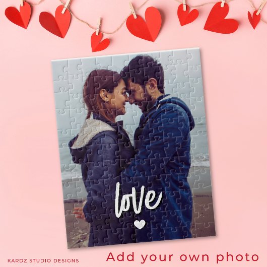 Custom Modern Photo Love Script Couple Legpuzzel