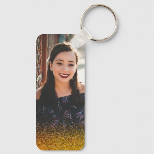 Custom Modern Photo Waterverf Monogrammed Sleutelhanger (Achterkant)