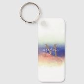 Custom Modern Photo Waterverf Monogrammed Sleutelhanger (Voorkant)