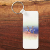 Custom Modern Photo Waterverf Monogrammed Sleutelhanger (Voorkant)
